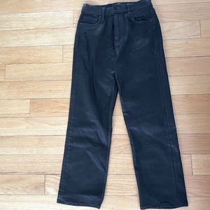 Hudson Black Waxed Remi Straight Cropped Pants